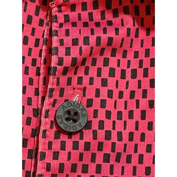 ADIDAS MEN'S POLO, SIZE: L COLOR: PINK/BLACK ALL OVER PATTERN. EUC - Picture 4 of 10